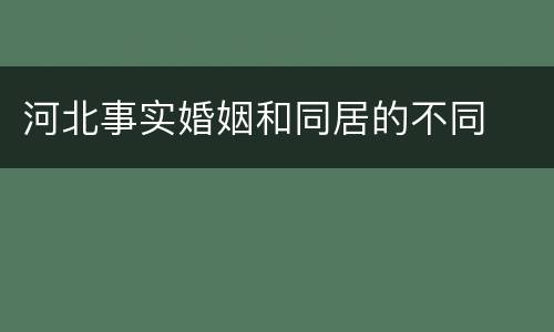 河北事实婚姻和同居的不同