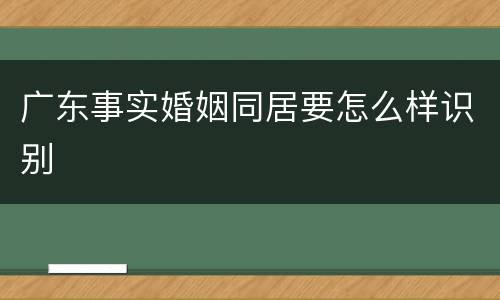 广东事实婚姻同居要怎么样识别