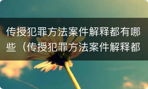 传授犯罪方法案件解释都有哪些（传授犯罪方法案件解释都有哪些规定）