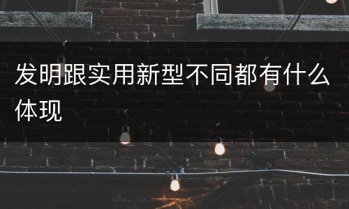 发明跟实用新型不同都有什么体现