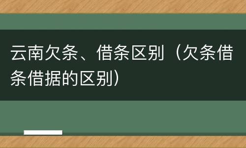 云南欠条、借条区别（欠条借条借据的区别）