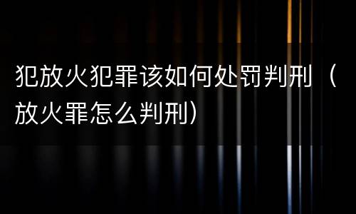 犯放火犯罪该如何处罚判刑（放火罪怎么判刑）