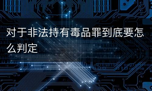 对于非法持有毒品罪到底要怎么判定
