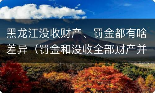 黑龙江没收财产、罚金都有啥差异（罚金和没收全部财产并罚）