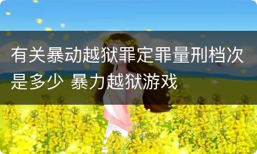 有关暴动越狱罪定罪量刑档次是多少 暴力越狱游戏