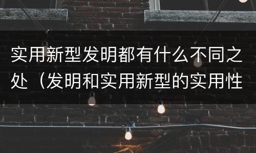 实用新型发明都有什么不同之处（发明和实用新型的实用性）