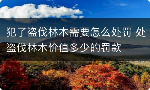 犯了盗伐林木需要怎么处罚 处盗伐林木价值多少的罚款