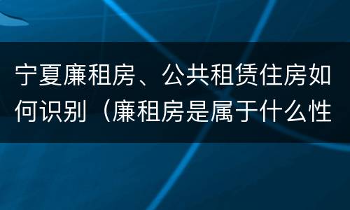 宁夏廉租房、公共租赁住房如何识别（廉租房是属于什么性质的住房）