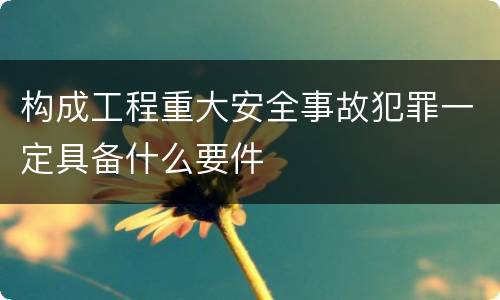 构成工程重大安全事故犯罪一定具备什么要件