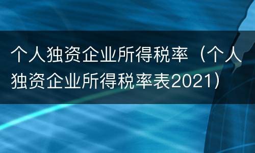 个人独资企业所得税率（个人独资企业所得税率表2021）