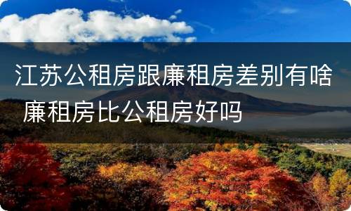 江苏公租房跟廉租房差别有啥 廉租房比公租房好吗