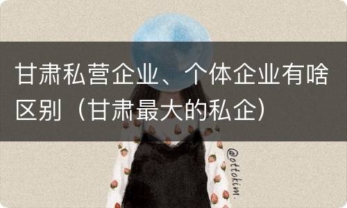 甘肃私营企业、个体企业有啥区别（甘肃最大的私企）