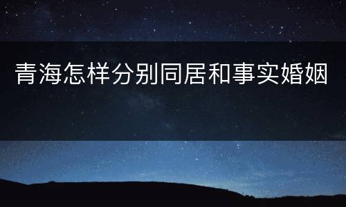 青海怎样分别同居和事实婚姻