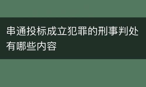 串通投标成立犯罪的刑事判处有哪些内容