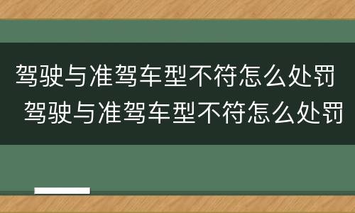 驾驶与准驾车型不符怎么处罚 驾驶与准驾车型不符怎么处罚标准