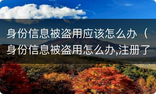 身份信息被盗用应该怎么办（身份信息被盗用怎么办,注册了很多网站）