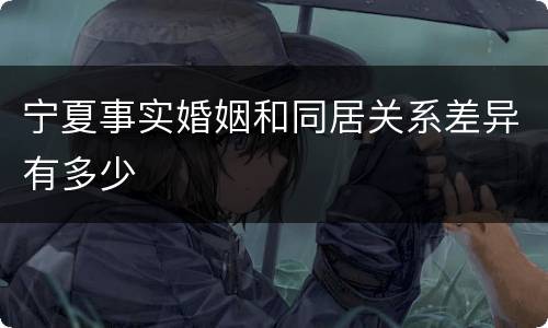 宁夏事实婚姻和同居关系差异有多少