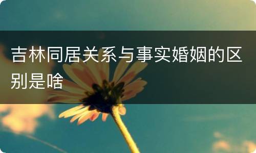 吉林同居关系与事实婚姻的区别是啥