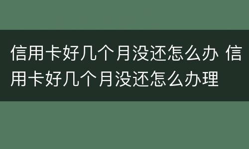 信用卡好几个月没还怎么办 信用卡好几个月没还怎么办理