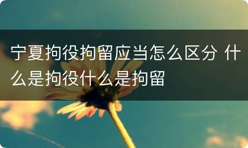 宁夏拘役拘留应当怎么区分 什么是拘役什么是拘留