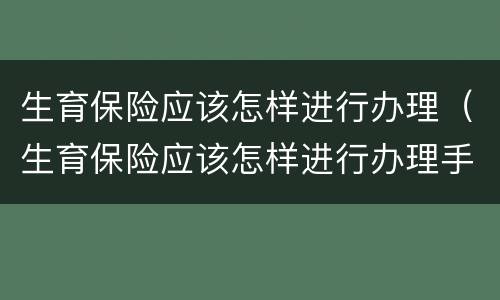 生育保险应该怎样进行办理（生育保险应该怎样进行办理手续）