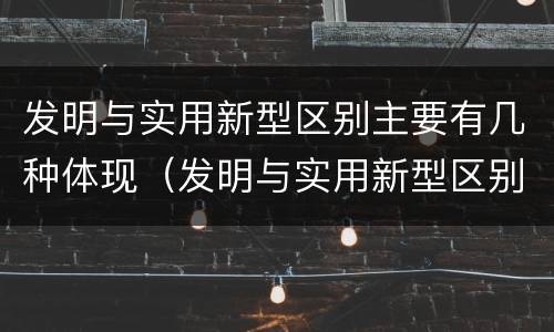 发明与实用新型区别主要有几种体现（发明与实用新型区别主要有几种体现形式）
