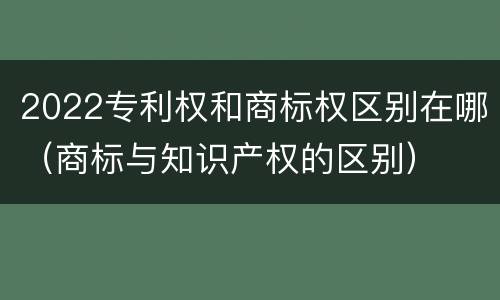2022专利权和商标权区别在哪（商标与知识产权的区别）