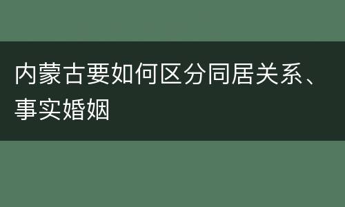 内蒙古要如何区分同居关系、事实婚姻