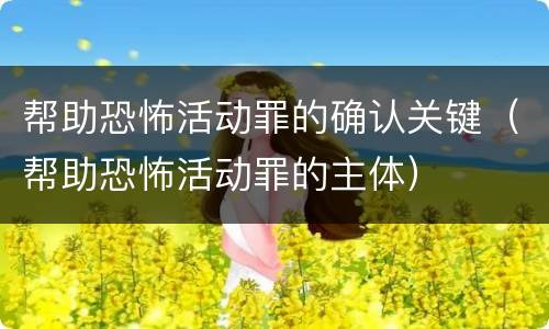 帮助恐怖活动罪的确认关键（帮助恐怖活动罪的主体）