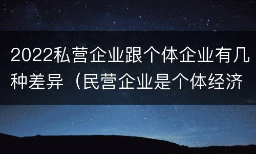 2022私营企业跟个体企业有几种差异（民营企业是个体经济还是私营经济）