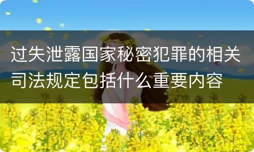过失泄露国家秘密犯罪的相关司法规定包括什么重要内容