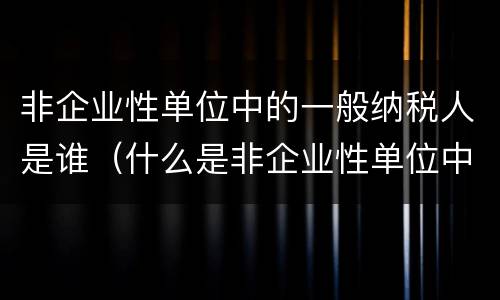非企业性单位中的一般纳税人是谁（什么是非企业性单位中的一般纳税人）