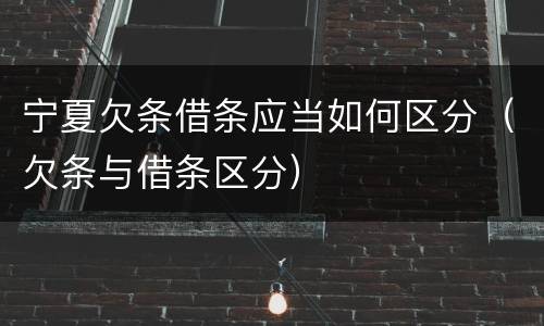 宁夏欠条借条应当如何区分（欠条与借条区分）