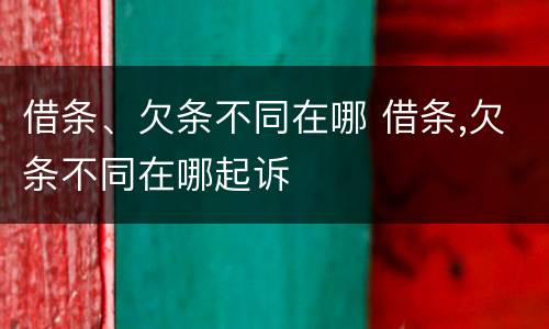 借条、欠条不同在哪 借条,欠条不同在哪起诉