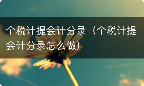 个税计提会计分录（个税计提会计分录怎么做）