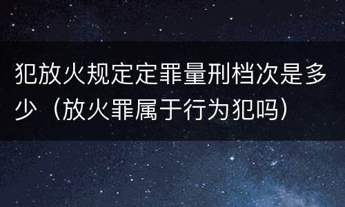 犯放火规定定罪量刑档次是多少（放火罪属于行为犯吗）