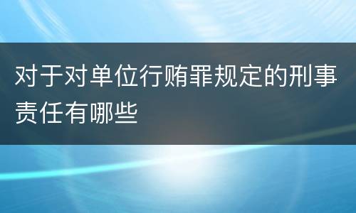 对于对单位行贿罪规定的刑事责任有哪些