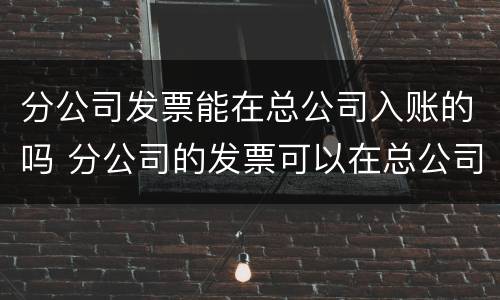 分公司发票能在总公司入账的吗 分公司的发票可以在总公司入账吗