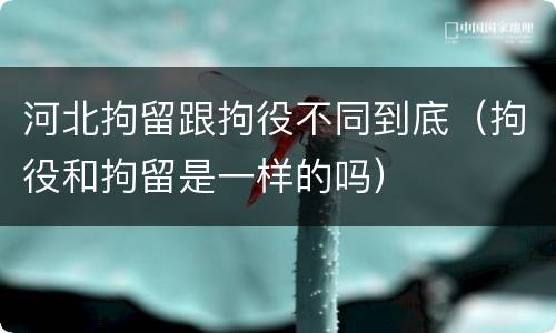 河北拘留跟拘役不同到底（拘役和拘留是一样的吗）