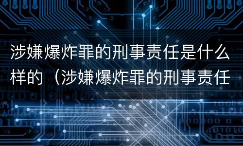 涉嫌爆炸罪的刑事责任是什么样的（涉嫌爆炸罪的刑事责任是什么样的呢）