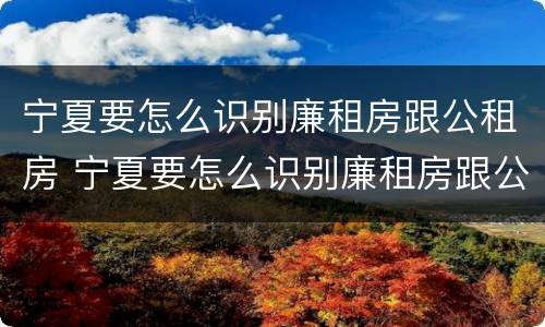 宁夏要怎么识别廉租房跟公租房 宁夏要怎么识别廉租房跟公租房呢