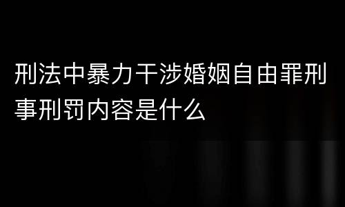 刑法中暴力干涉婚姻自由罪刑事刑罚内容是什么