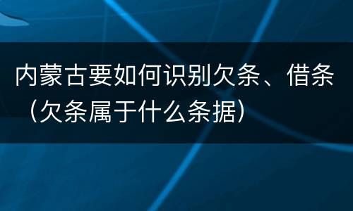 内蒙古要如何识别欠条、借条（欠条属于什么条据）