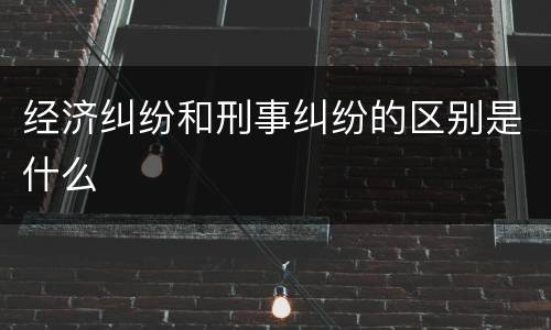 经济纠纷和刑事纠纷的区别是什么