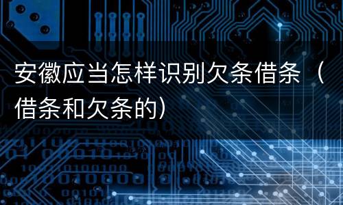 安徽应当怎样识别欠条借条（借条和欠条的）