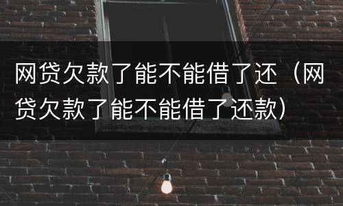 网贷欠款了能不能借了还（网贷欠款了能不能借了还款）