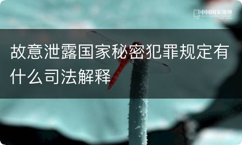 故意泄露国家秘密犯罪规定有什么司法解释