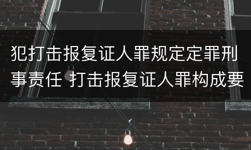 犯打击报复证人罪规定定罪刑事责任 打击报复证人罪构成要件