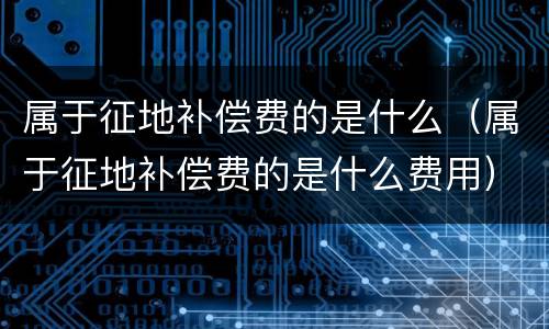 属于征地补偿费的是什么（属于征地补偿费的是什么费用）