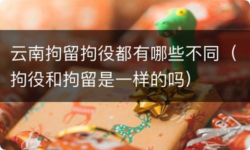 云南拘留拘役都有哪些不同（拘役和拘留是一样的吗）